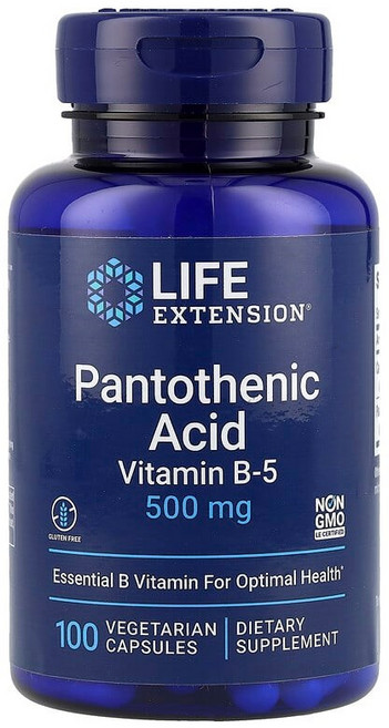 라이프익스텐션 판토텐산 비타민B-5 500mg 베지캡슐 100정, 5개