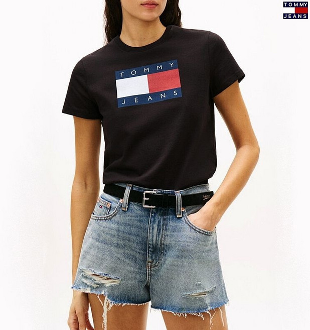 매장정품 TOMMY JEANS 타미진스 여성 레귤러핏 빅플래그 반팔 T32G1TTO51TWT1 T32G1TTO51TWT12-B 1711713