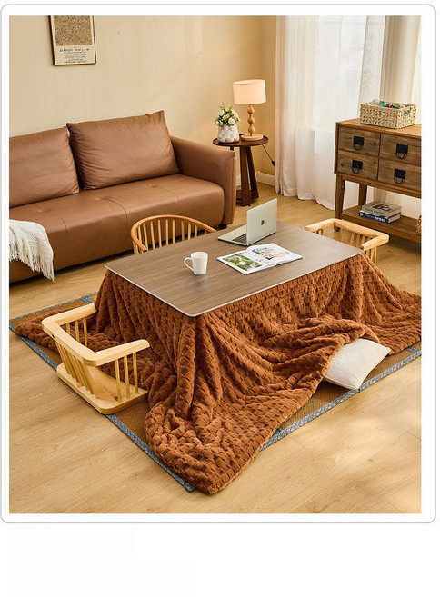 거실 원목 좌식테이블 접이식 코타츠 겨울 난방 테이블, 2. 이불 다크브라운 200x230cm, 조립