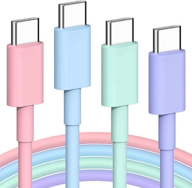 아크러브 초고속 충전케이블 C to C PD 60W C타입 고속충전케이블, 4개, 빨간색, 초록색, 파란색, 보라색, 2m