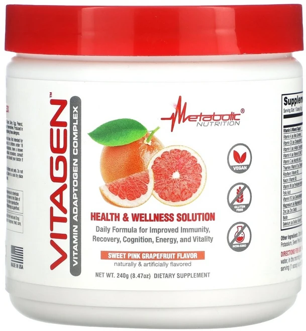 메타볼릭 뉴트리션 VitaGen 비타민 아답토젠 컴플렉스 스위트 핑크 자몽 240g (8.47oz) - 쿠팡