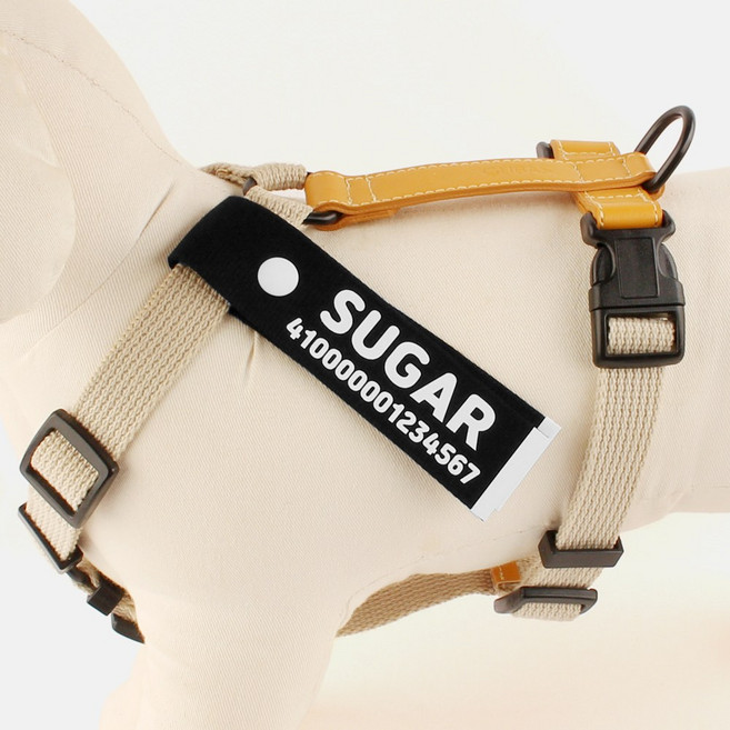 구바스 강아지 고양이 인식표 목걸이 이름표 네임텍 순면, 블랙 L, 그린, 블랙, 1개