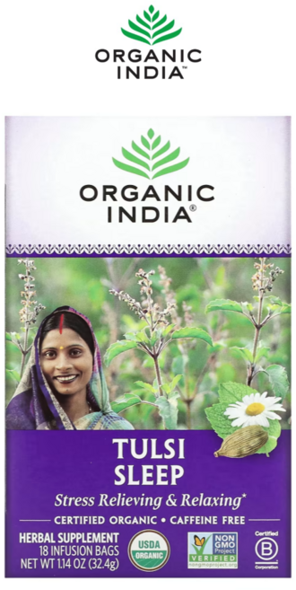 오가닉인디아 툴시 차 Sleep 슬립 디카페인 티 18티백 홀리바질 Tulsi Tea, 1개