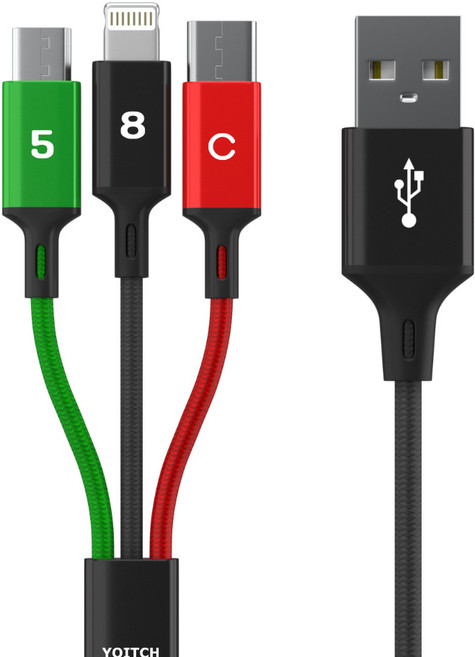 마운틴 베타 2세대 3in1 아이폰 8핀 C타입 고속 멀티 충전 케이블 70cm, 1개