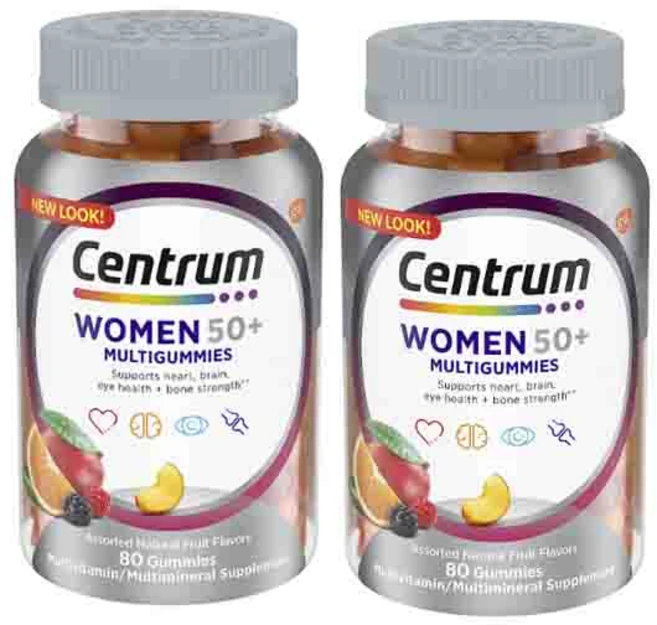 센트룸 실버 포우먼 멀티 종합 비타민 구미 젤리형 80정 2병, 80정 x 2 - 쿠팡