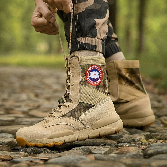 하이탑 등산화 산행 컬러 샌드 남여공용 미끄럼 방지 35, B. 모래 위장, B. 36, C. 37