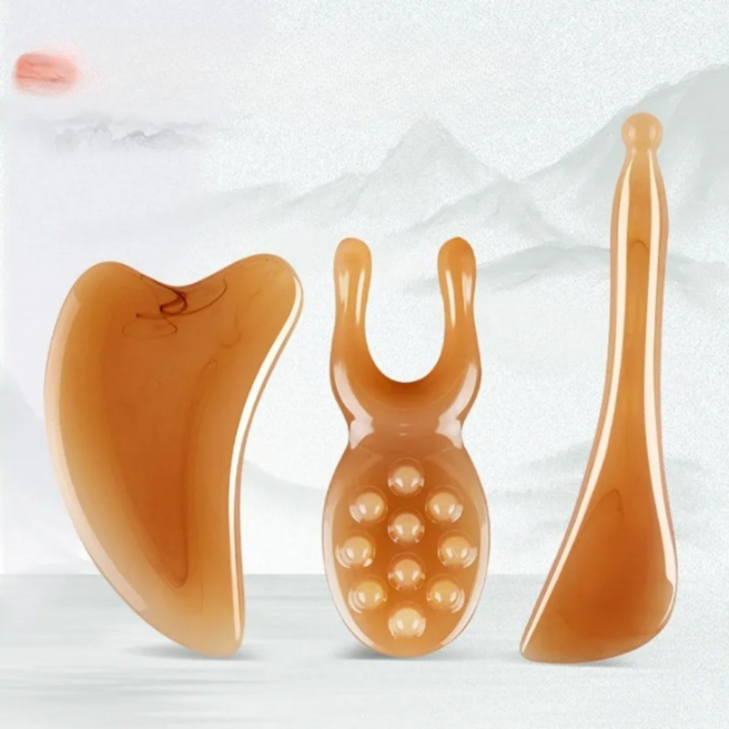 괄사 마사지 3종 세트 두피 턱선 다리 경락 마사지기 WR004, 1세트