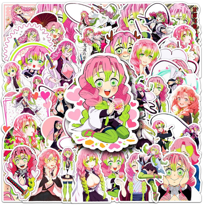 번블랙 귀멸의칼날 귀칼 데몬슬레이어 캐릭터 굿즈 스티커 폰꾸 다꾸 다이어리 휴대폰 노트북 캐리어, 1세트, 미츠리A