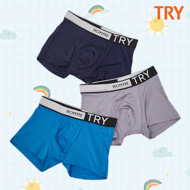 TRY 주니어 쾌적 프리미엄 드로즈 팬티 3종세트 속옷세트