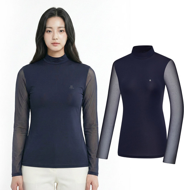 콜핑 여성 아이스본 소매 매쉬 등산 긴팔 반폴라 티셔츠 KSC486TT2W