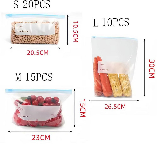 누출 프리 가방 보관 냉동고 신선한 지퍼락 방지 가능한 재사용 BPA, 1개, ALL