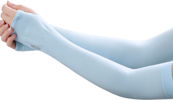 Lets Slim 運動涼感指套袖套, L0314 長度到手背〔藍色〕, 7個