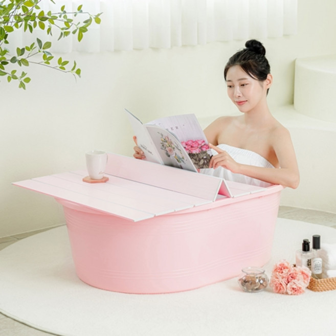 그린센스 마카롱 반신욕조 핑크 중형(배수구O) 단품, 1개, 중형-핑크