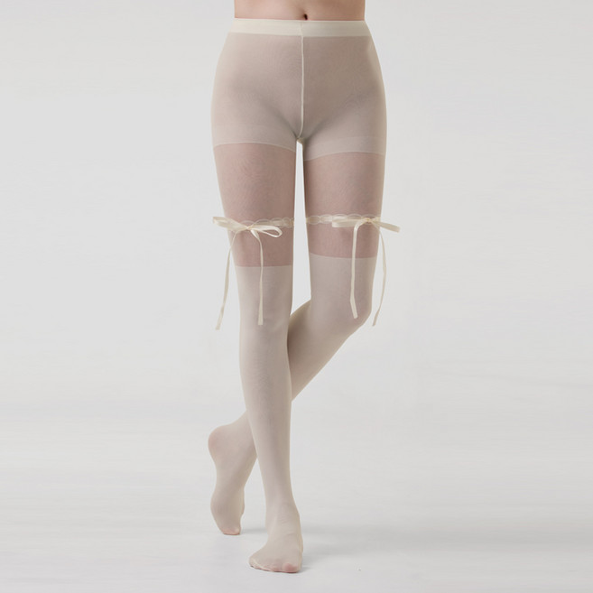 [허그데이]30데니아 발레코어 리본 스트랩 스타킹 시스루스타킹 착시스타킹 고탄력스타킹 페이크스타킹 고탄력팬티스타킹 스타킹30d 팬티스타킹