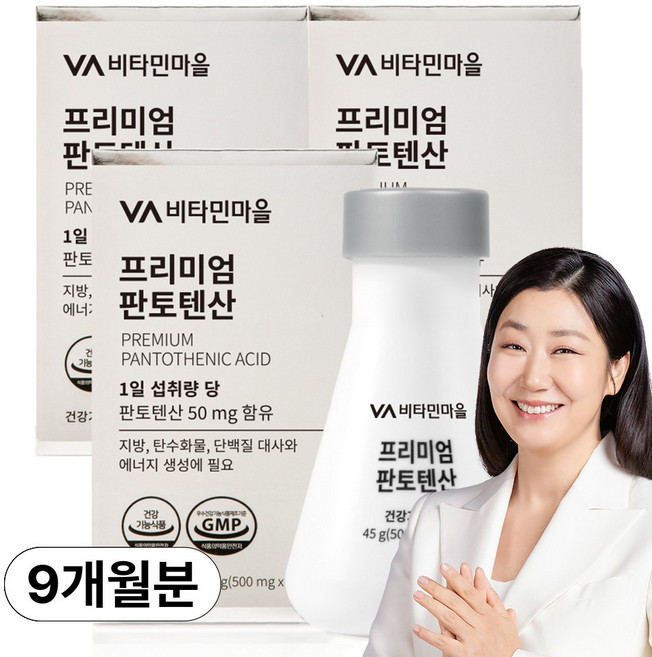 비타민마을 프리미엄 판토텐산 비타민B5 3개월분 45g, 90정, 3개
