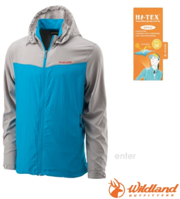 荒野 WildLand 男彈性抗UV輕薄連帽外套，休閒涼感防曬透氣外套 0A21902