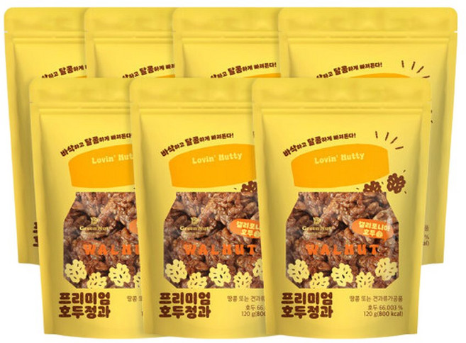 (현대Hmall)그린너트 프리미엄 호두정과 120g x 7봉 호두강정, 7개