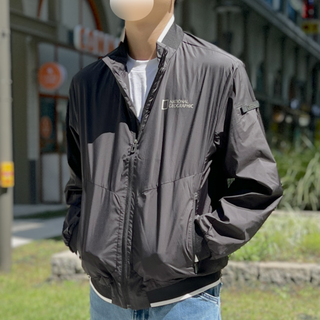 내셔널지오그래픽 바람막이 항공점퍼 남성 블루종 자켓 데일리 아우터 블랙