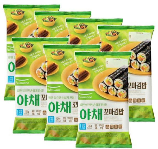 풀무원 꼬마 야채 김밥 재료 한입크기 12줄, 124g, 7개