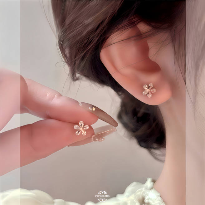 비비드칙 14KGF 지르콘 데일리 꽃 S999 귀걸이