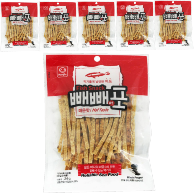 한진식품 빼빼어포 매운맛, 24g, 6개