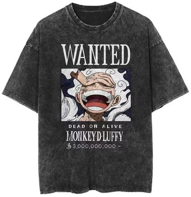 일본 애니메이션 니카 폼 루피 퓨어 코튼 반팔 티셔츠 남성과 여성 여름 원피스