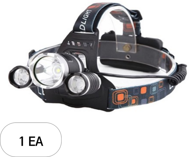 디제이디 3구 LED 충전식 헤드랜턴, 혼합색상, 1개