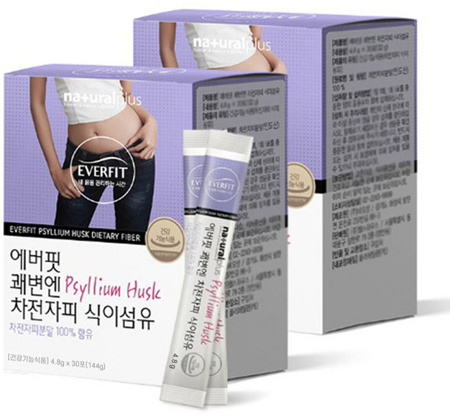 차전자피분말 쾌변엔 차전자피식이섬유30포x2Box 1개, 144g