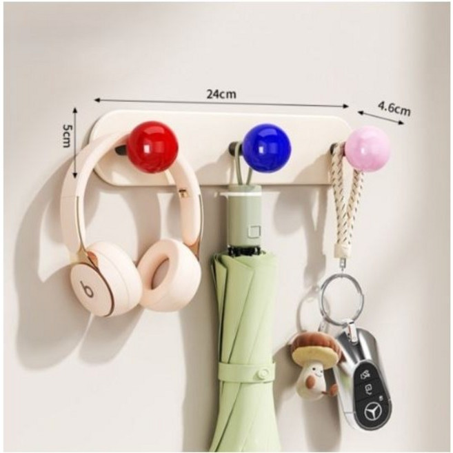 더채러티하우스 무타공 강력 자석 후크 걸이 3후크, 크림화이트, 1개