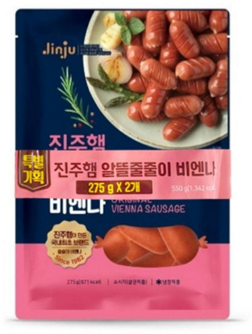 진주햄 알뜰 줄줄이비엔나 275g+275g, 550g, 1개