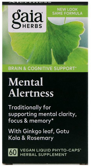 가이아허브 DailyWellness Mental Alertness 60 베지 액상 파이토 캡슐 가시오갈피 뿌리 추출물 귀리밀키씨추출물 은행잎 고투콜라 로즈마리 함유