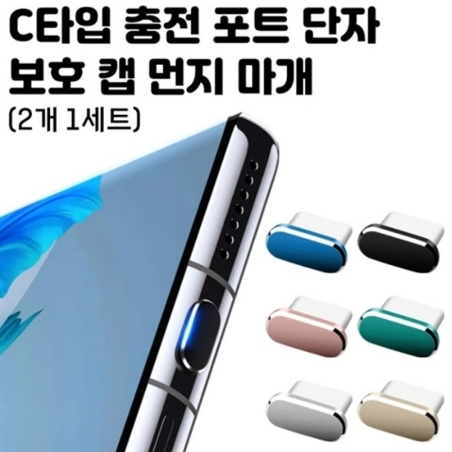 기타 딱백이 스마트폰 C타입 충전 포트 단자 보호 캡 먼지 마개 메탈 (2개입 1세트), 메탈 실버