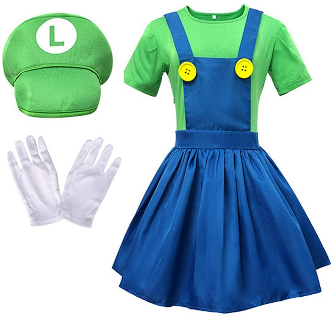 여아 마리오 오버롤 원피스 할로윈 코스튬