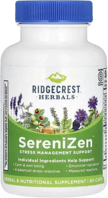 몸관리하세요 겨울입니다 RidgeCrest Herbals SereniZen 스트레스 관리 지원 캡슐 60정 특별관리진행, RidgeCrestHerbalsSereniZen스트레스, 1개 - 쿠팡