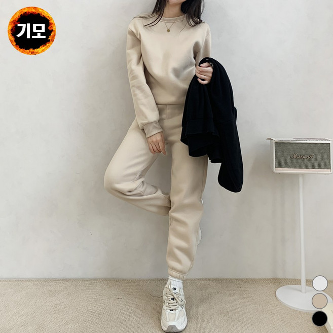 끌로이 여성 조거트레이닝세트 기모안감 운동복 여자츄리닝세트 허리밴딩 조거핏 기모바지