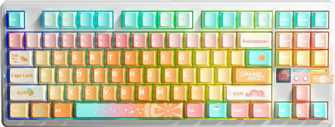 AULA 3모드 무선 블루투스 키보드, 제조사축, F87ProV2, 화이트 테마