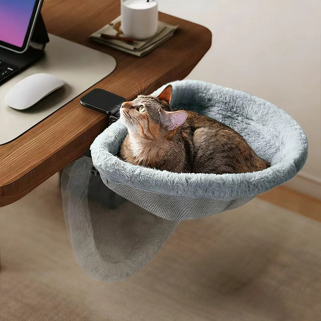 책상 고양이 침대 접이식 고양이 해먹 편안한 고양이 소파, 1개, 그레이