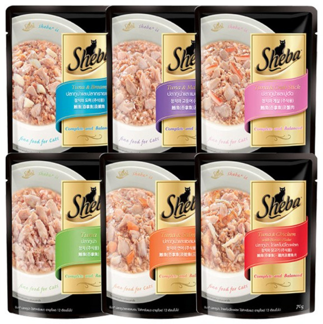 쉬바 파우치 고양이간식 혼합6종 x 4개씩 총24개, 24개, 혼합 6종 x 4개  총24개