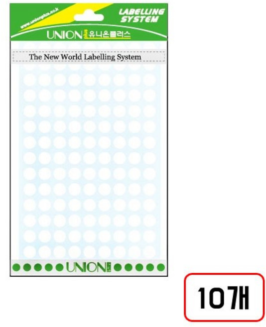 유니온)원형스티커 304/8mm, 백색 M320743/8매입 10개