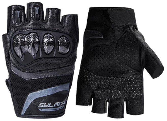 速萊特 G7 夏季 機車手套 靈敏觸控防摔 透氣3K碳纖維 防滑耐磨, 黑 半指 速萊特G7手套