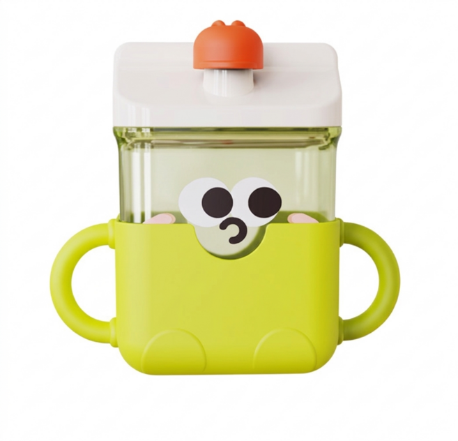 최본 손잡이 빨대컵, 그린, 1개, 300ml