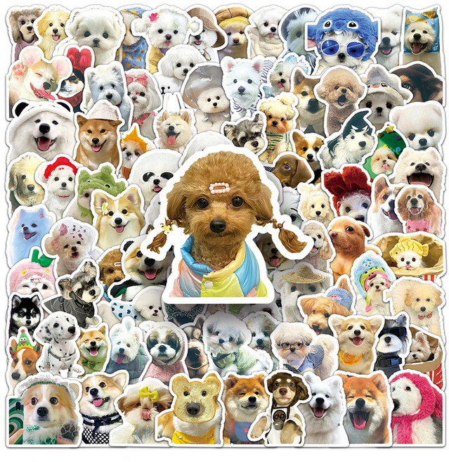 치명적인 매력의 강아지 댕댕이 100마리 모음 스티커 폰꾸 다꾸 노트북 방수 스티커 100P, 1세트