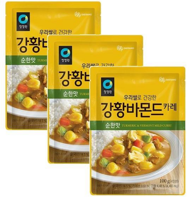 청정원 우리쌀 강황바몬드 순한맛 카레분말 간편요리 캠핑 엄마반찬 요리초보 아이반찬, 3개, 100g