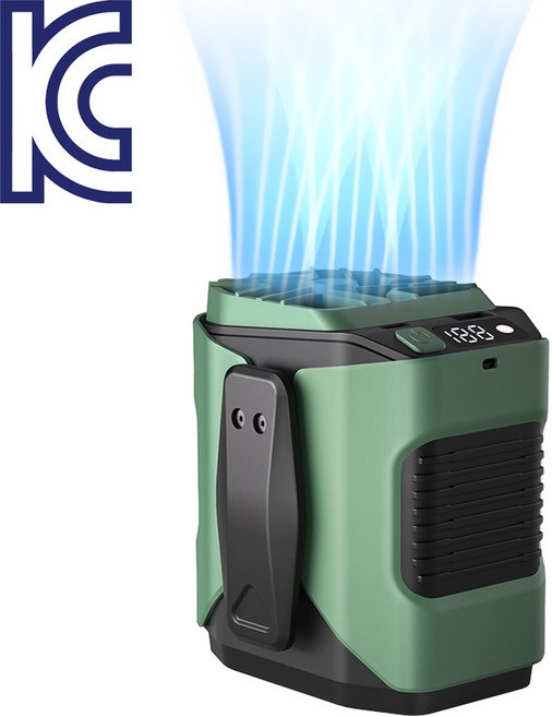 KC인증 허리 선풍기 휴대용 허리선풍기 휴대용 에어컨 허리걸이 선풍기 허리걸이 쿨링팬 선풍기 등산 골프 여행 옥외 작업 아웃도어 비상 조명, 그린