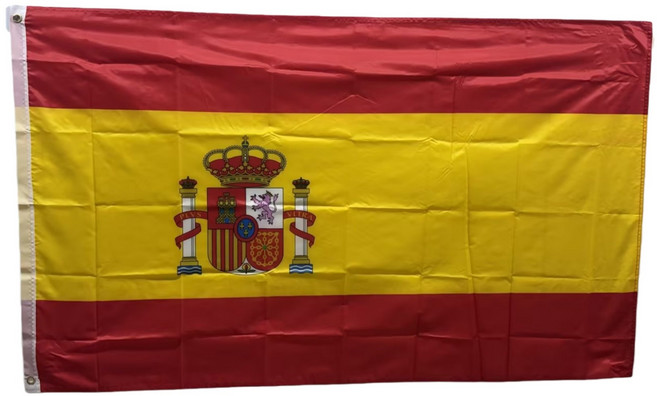 스페인 폴리에스터깃발 Spain flag 90x150cm 구리고리 이중스티치, 1개, YELOE+RED