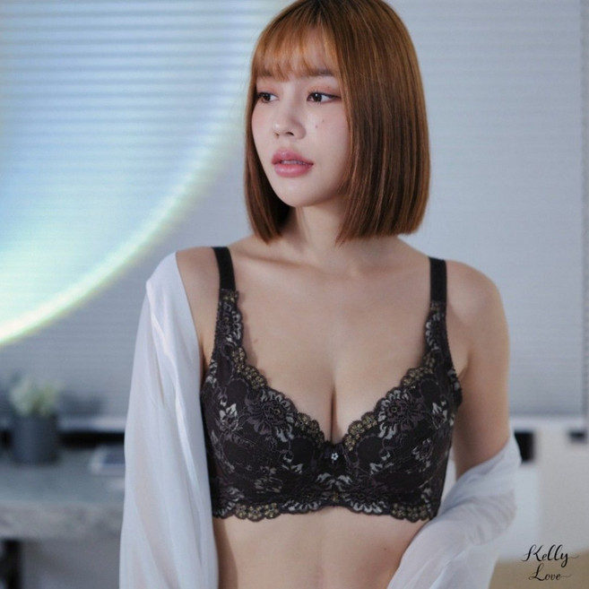 凱莉愛內衣 花馥雅郁大罩杯蕾絲胸罩 C/D/E罩 馥墨綠 S66款 寬肩帶 緊實背片