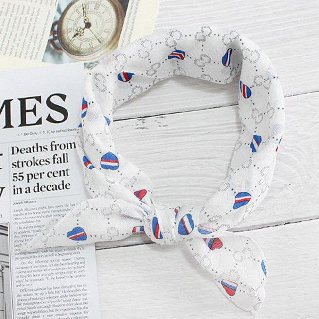 렌느 여성손수건 아사 가제 면 쁘띠 목손수건 플라워 꽃무늬 미니 쁘띠 스카프 선물