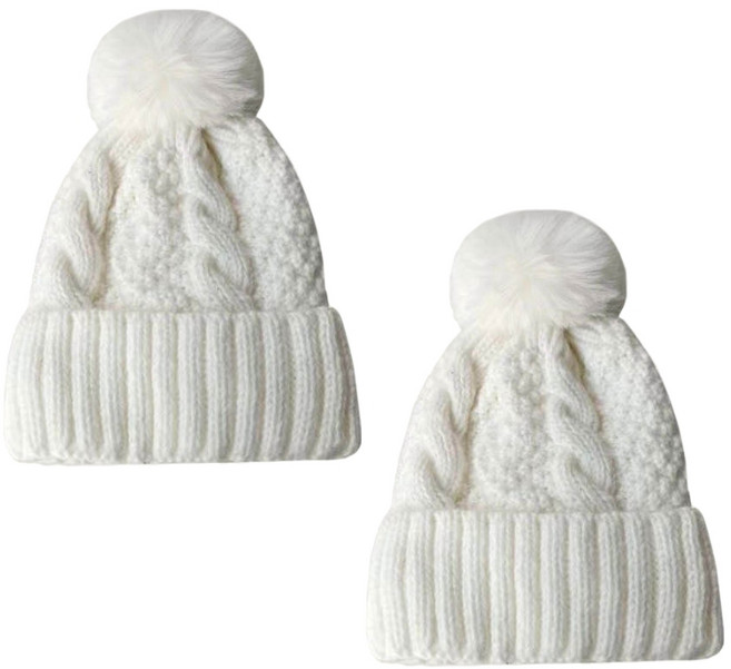 융털 방울 니트모자 2개 꽈배기 겨울 비니 보온 방한 패션