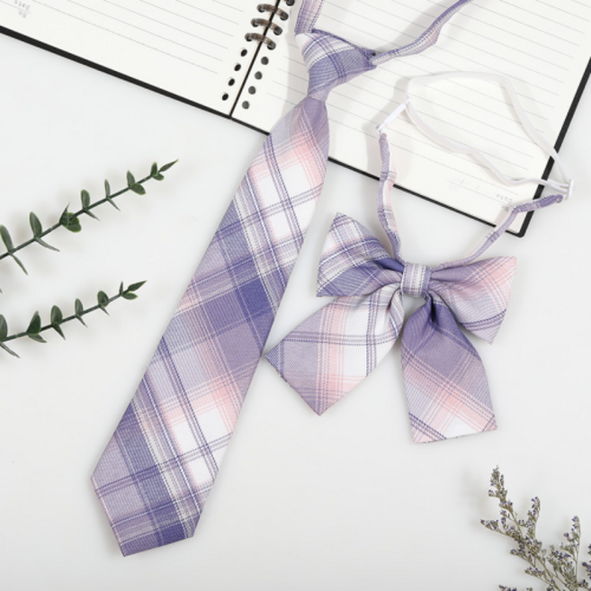 핫스윗 여성 체크 교복 리본 넥타이 세트