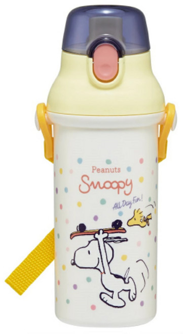 스누피 스케이트보드 원터치 물통 480ml 1개, 화이트